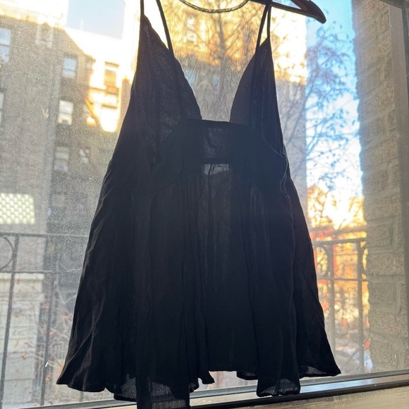 Free People Deep V Mesh Peplum Going Out Top - Picture 3 of 14